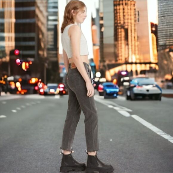 Levi's 501 Distressed Black Raw hem Pants Size 30 EUC - Picture 4 of 11